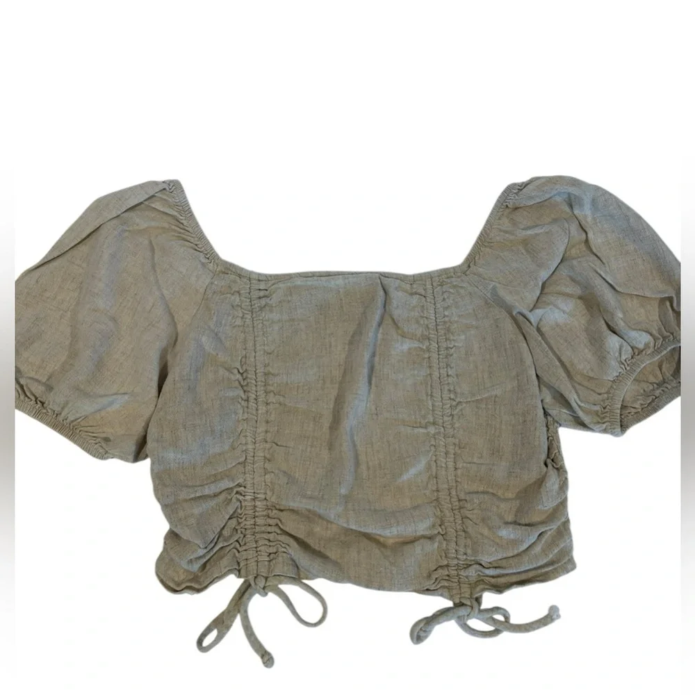 Wild Fable Linen Blend Ruched Crop Top Large - Picture 2 of 9
